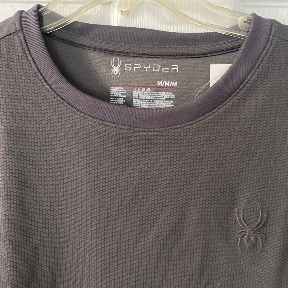 NWT $40 Spyder Thermal Waffle Men's Medium GREY Long Sleeve T-shirt SPFEB213-069